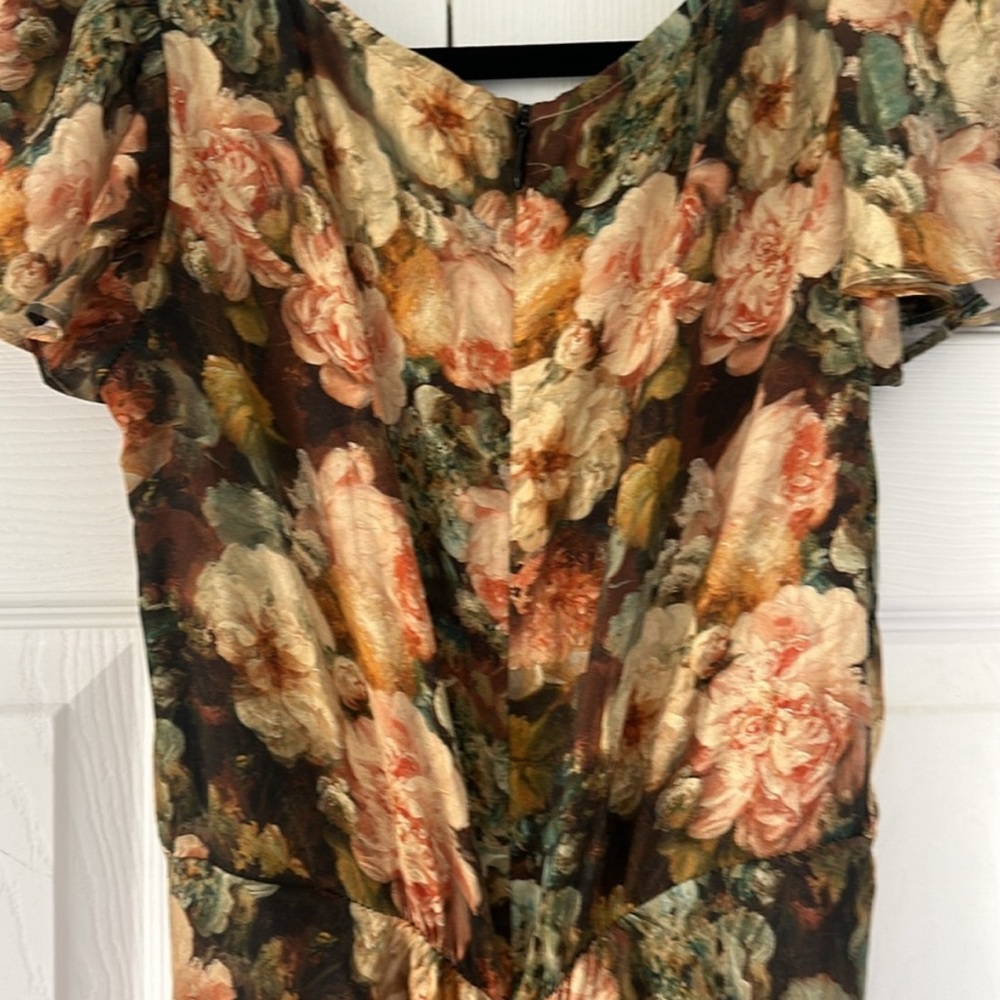 Selkie Floral Dress in Cottage Cravings size XS flutter sleeve 100% silk - Picture 6 of 8